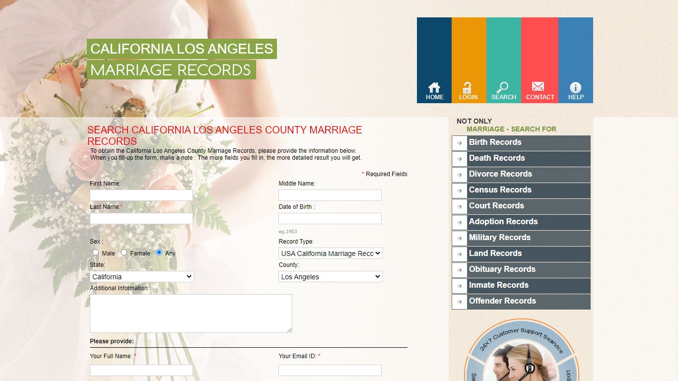 Los Angeles County Marriage Records. Public Records ...